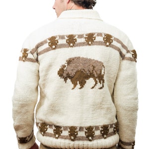 Custom Cowichan Sweater, Mary Maxim Buffalo Handmade Cardigan Jumper made to order image 4