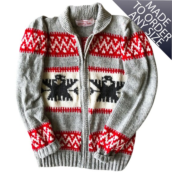 Broken Arrow Cowichan Style Cardigan Sweater Made to Order Etsy