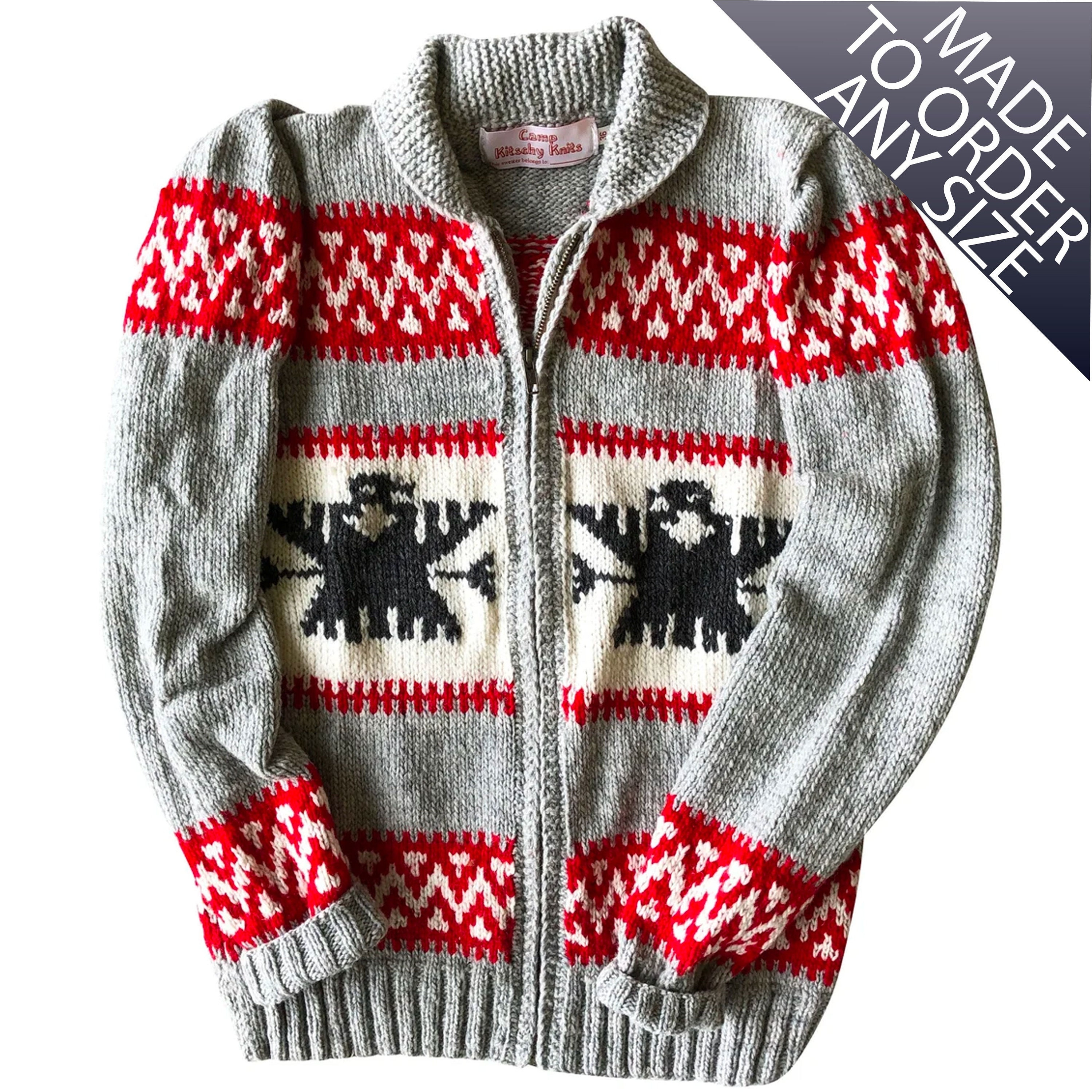 ニット・セーター SUARE Wool Cowichan Knit Red SBDAWLKZ510RD Red Cowichan - Etsy
