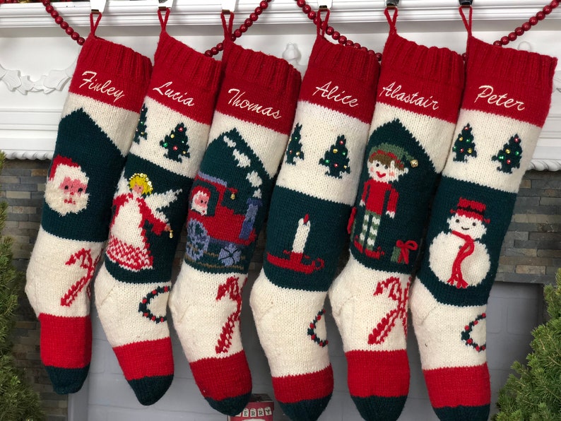 Christmas Stocking Knit Candle Tree Personalized Bernat Custom Etsy