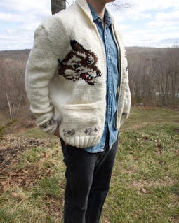 Hail Mary Fox Cardigan: Mary Maxim Wolf Cardigan Sweater - Etsy