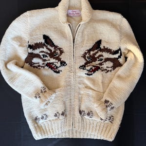 Hail Mary Fox Cardigan: Mary Maxim Wolf Caridigan Sweater image 8