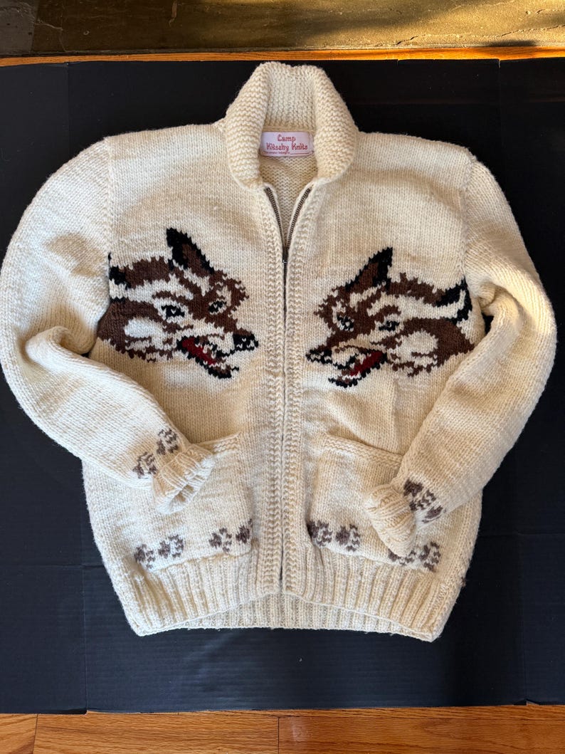 Hail Mary Fox Cardigan: Mary Maxim Wolf Caridigan Sweater image 8