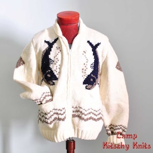 Mary Maxim Sweater Angler's Pride New Wool Cardigan, Murder She Wrote, Made to order wool jumper sweater