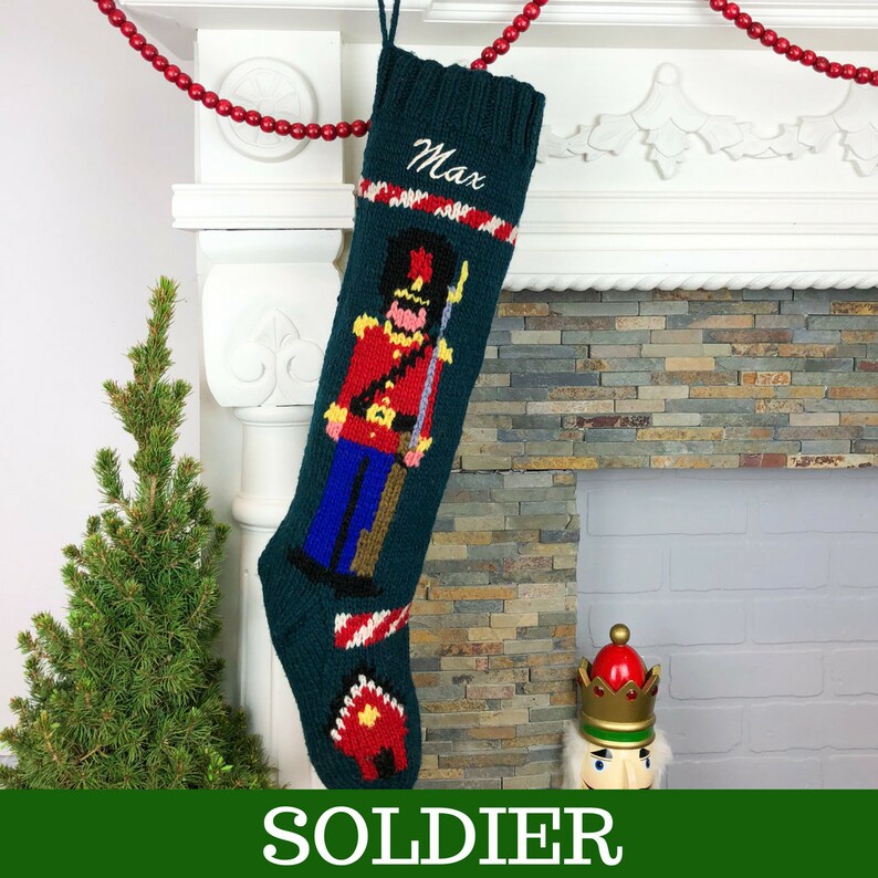 Christmas Stocking Personalized Hand Knit Wool Holiday Decor Personalised Xmas Sock image 3