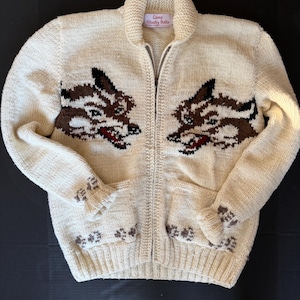 Hail Mary Fox Cardigan: Mary Maxim Wolf Caridigan Sweater image 10