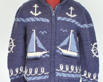 ジャケット・アウター Andmary Mary knit cowichan navy ANDMARY】Mary knit cowichan