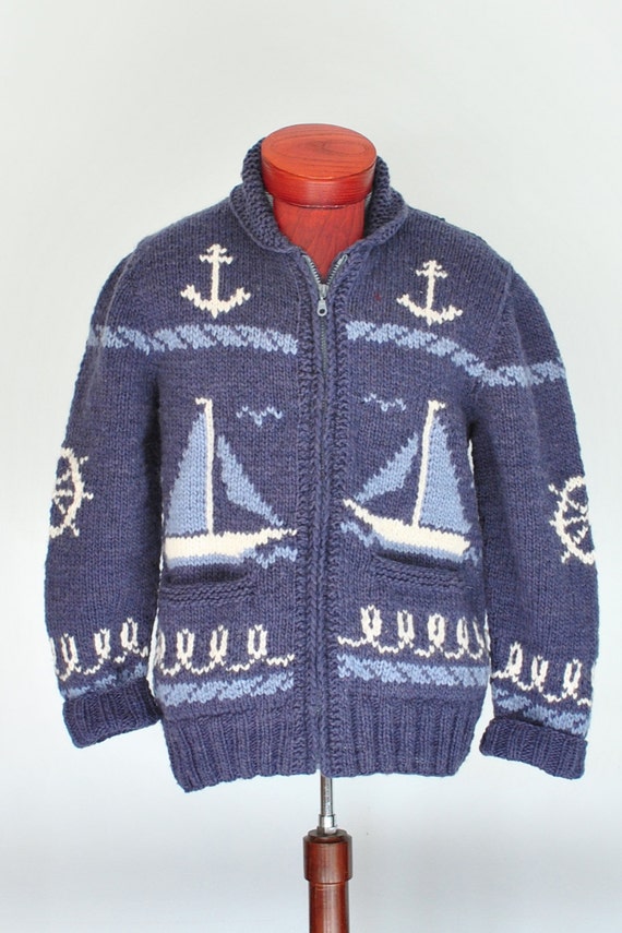ジャケット・アウター andmary Mary knit cowichan navy ANDMARY】Mary knit cowichan