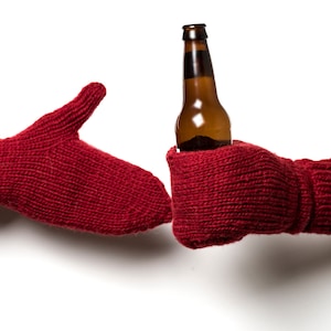 Beer Mittens Red Beer Mittens Drinking Gloves mitten set tailgating camping gifts stocking stuffer image 1