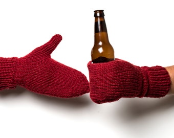 Beer Mittens Red Beer Mittens Drinking Gloves mitten set tailgating camping gifts stocking stuffer