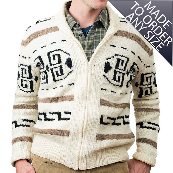 Big Lebowski Sweater "The Dude Sweater" Cowichan Style Men's Sweater Made to Order 925.MTO.z