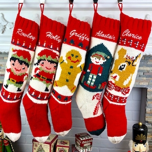 Personalized Christmas Stockings Hand Knit Wool Sibling Stockings