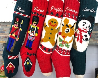 Christmas Stocking Personalized Boys Knit Wool Monogrammed Personalised Holiday Decor Sock Mary Maxim