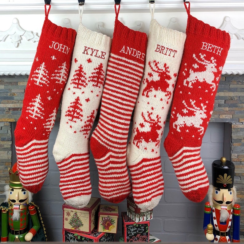Personalized Christmas Stocking / Hand Knit Christmas Stocking Etsy