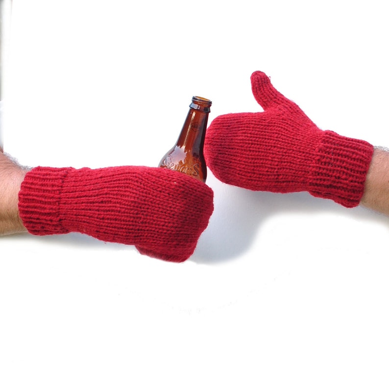 Beer Mittens Red Beer Mittens Drinking Gloves mitten set tailgating camping gifts stocking stuffer image 5