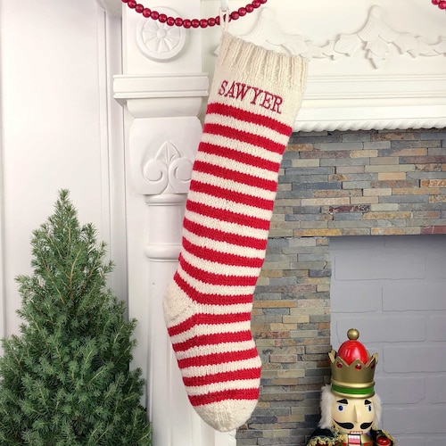 Personalized Traditional Christmas Stocking Hand Knit Etsy