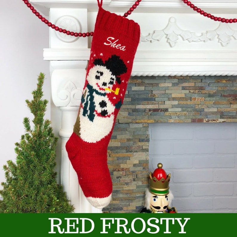 Christmas Stocking Personalized Hand Knit Wool Holiday Decor Personalised Xmas Sock image 2