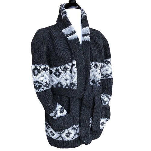 Cardigan Sweater Chunky Knit With Tie 