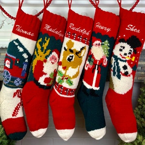 Christmas Stocking Personalized Knit Mary Maxim Bernat Custom Wool Stockings Xmas Socks Families Baby image 1