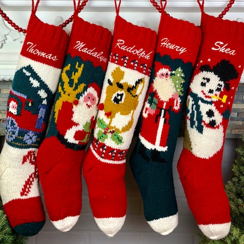 Personalized Traditional Christmas Stocking Hand Knit Etsy