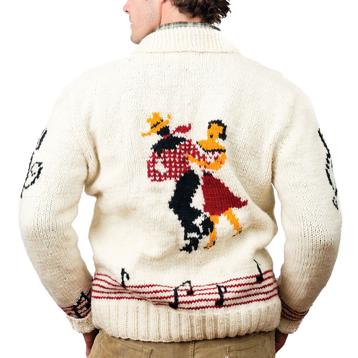 Hand Knit Wool Cardigan: Mary Maxim Hoedown Sweater - Made