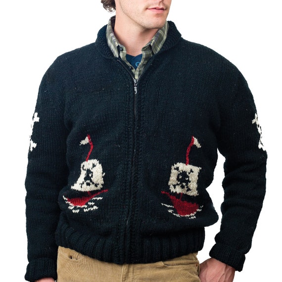 Aangepaste Mary Maxim piraat vest trui volwassen Hand breien Aangepaste Big Lebowski Dude trui The Dude vest Cowichan