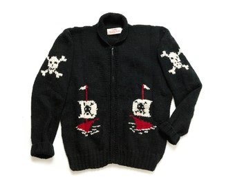 Custom Hand Knit Pirate Cardigan: Adult Wool Cowichan