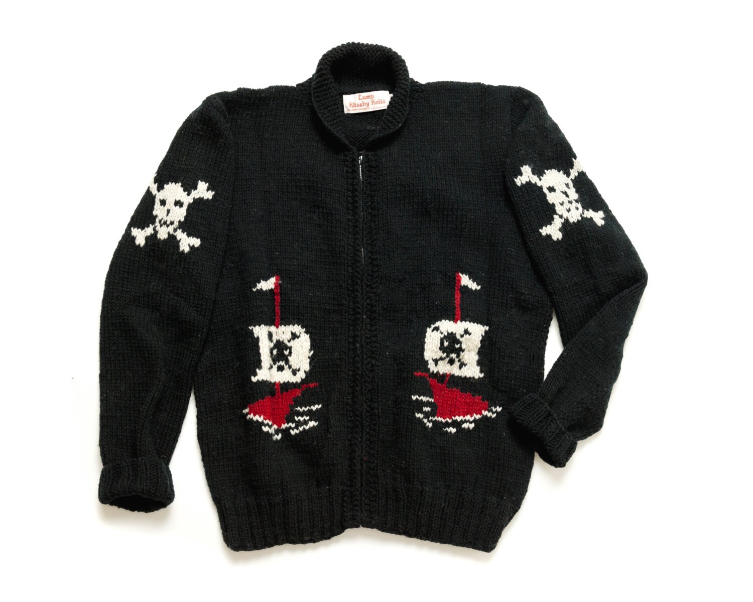 Custom Hand Knit Pirate Cardigan: Adult Wool Cowichan