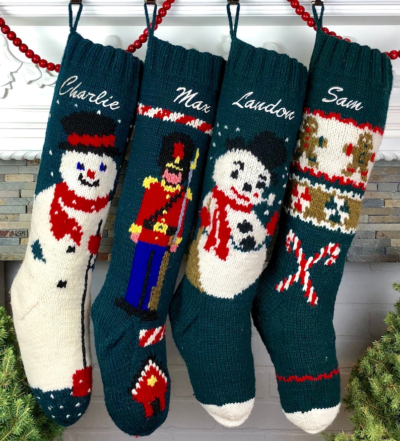 Christmas Stockings Personalized Knit Wool Stockings Mary - Etsy