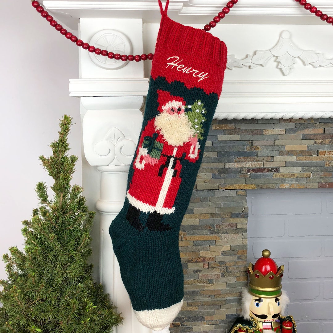 Knitted Christmas Stockings / Personalized Wool Christmas Stocking