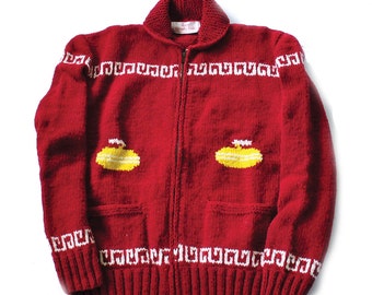 Pull Curling Nouveau cardigan en laine tricoté à la main, Custom Mary Maxim In Stock