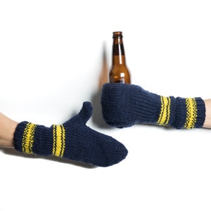 Stocking Stuffers Men, Gifts Under 30, Gifts for Him,  Beer Mittens Drinking Gloves, Navy Blue with Maize Gold 2105.910.L