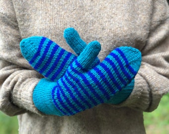 Wool mittens hand knit gifts stocking stuffer