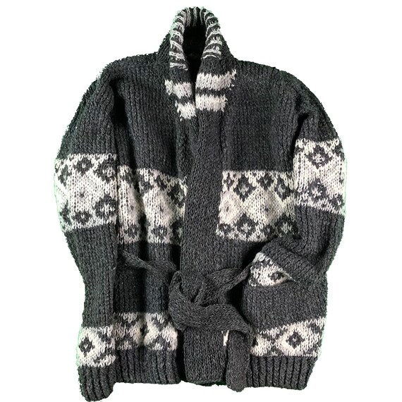 Cardigan Sweater Chunky Knit With Tie 