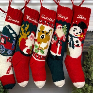 Christmas Stocking Personalized Knit Mary Maxim Bernat Custom Wool Stockings Xmas Socks Families Baby image 3