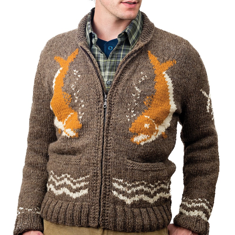 Hand Fish Graph Fish Cardigan Men - Etsy