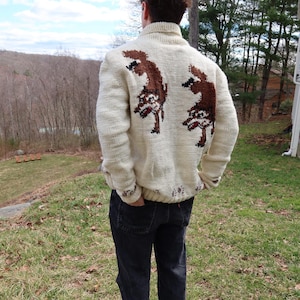 Hail Mary Fox Cardigan: Mary Maxim Wolf Caridigan Sweater image 2