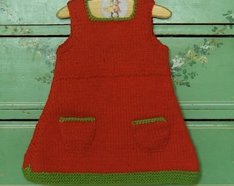 Jumper Toddler Dress Hand Knit Wool Orange and Green Jumper Waldorf Style