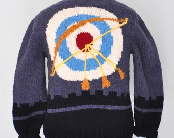 Vintage KANATA Hand Knit Chunky Cowichan Inspired Sweater Jacket