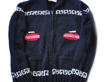 Curling Sweater (Handmade New) Hand Knit Wool Cardigan Sweater, Made To Order 404.912.MTO