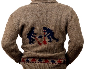 Hand Knit Curling Cardigan Sweater: Custom Cowichan Style