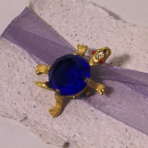 Fanciful Blue Glass Turtle Pin