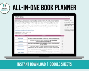 Fiction spreadsheet / Google sheets fiction planner / Digital spreadsheet for Writers / Digital Task List for Authors / NaNoWriMo planner