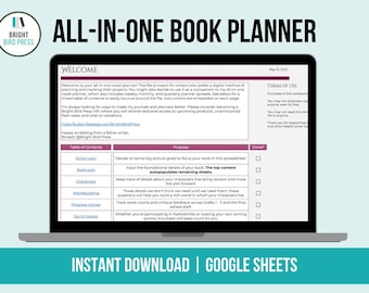 Fiction Writer's Spreadsheet: All-In-One Book Planner (Google Sheets, Digital Download)