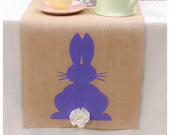 Burlap Table Runner with a Bunny on each end - Easter runner Holiday decorating