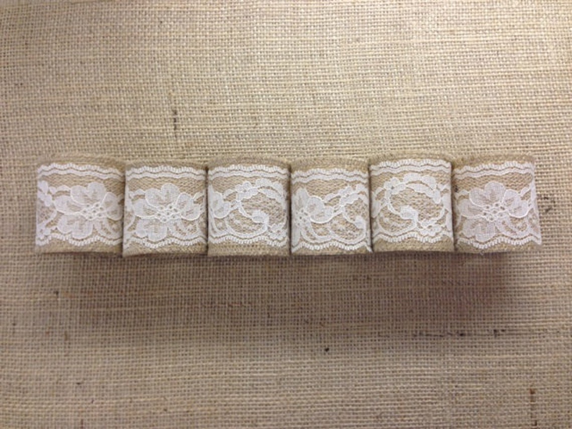 Burlap & Lace Napkin Rings Set of 4 6 8 or 12 Etsy