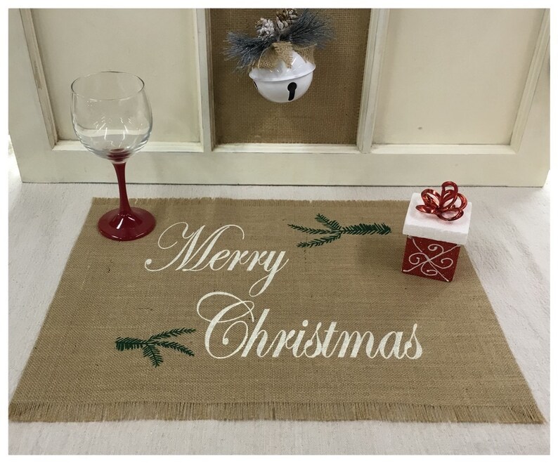 Burlap Placemats Set of 4 6 8 or 12 With Merry Christmas Etsy