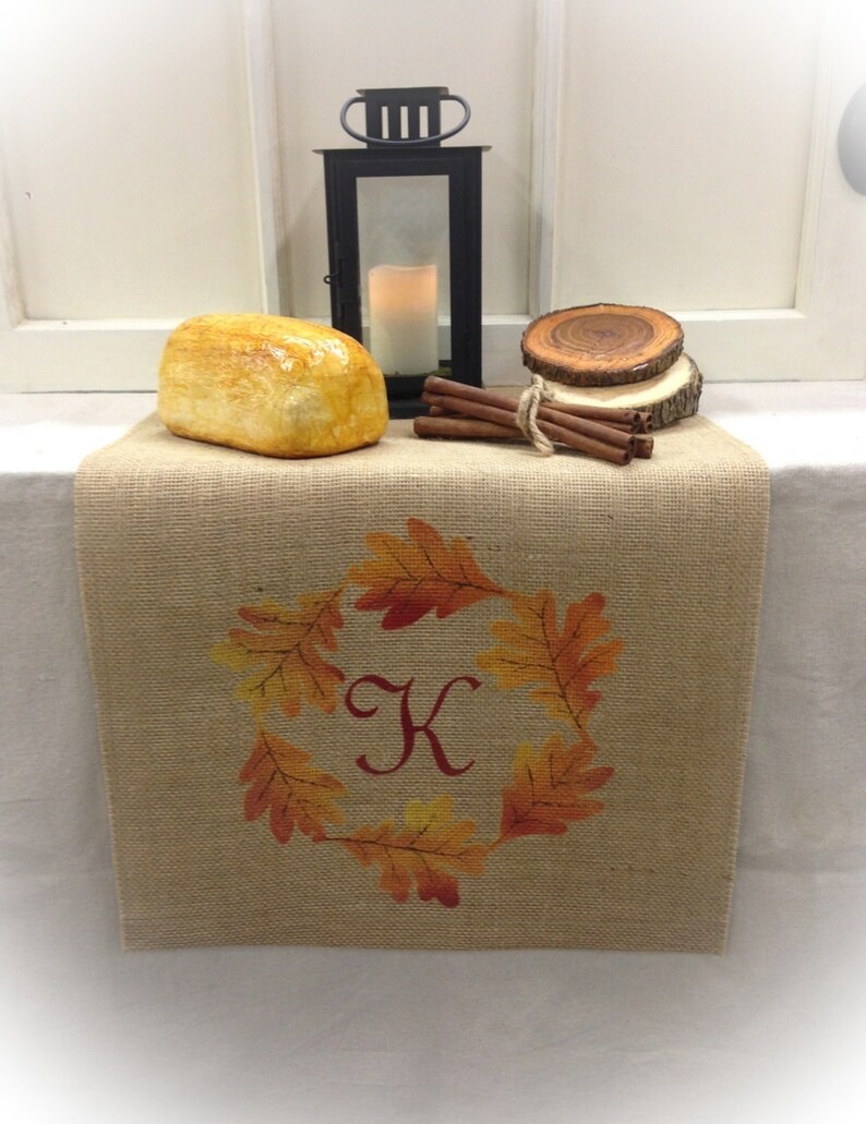 Burlap Table Runner & 6 Placemat Set Monogrammed Runner Fall Etsy