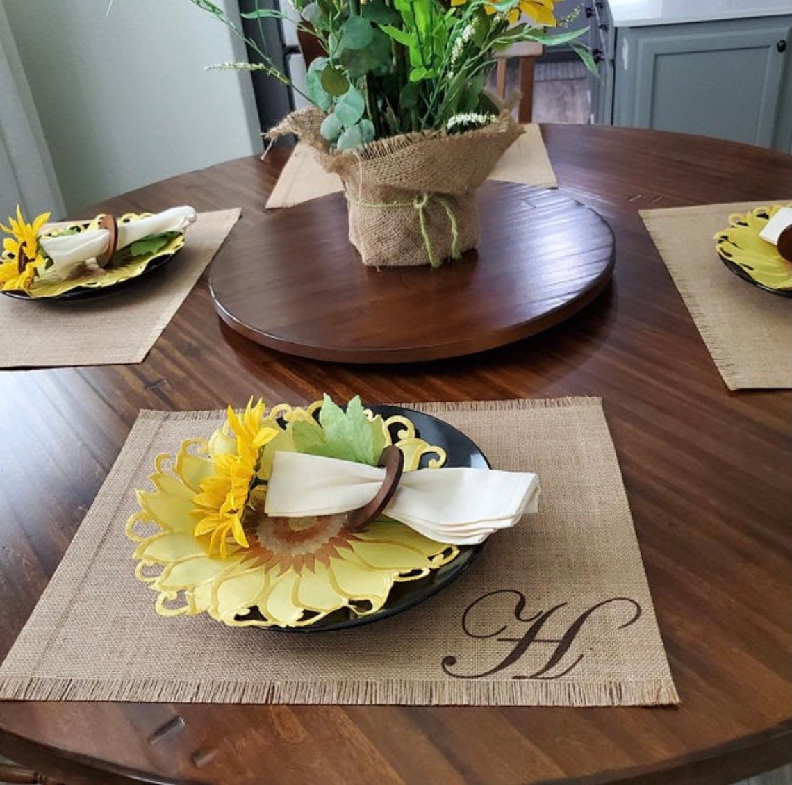 Burlap Placemats 14 X 18 Set of 6 Holiday Etsy