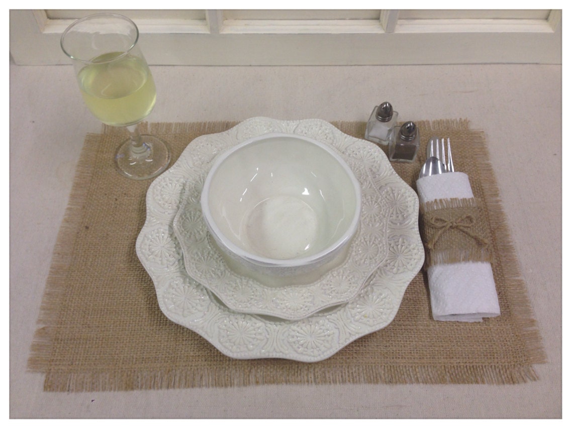 Burlap Placemats 12 x 18 set of 6 Home decor
